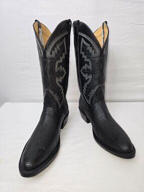 Anderson Bean 8165C Black Teju Lizard Western Cowboy Boots Men's Size 11 D